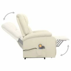 VidaXL Fauteuil de massage inclinable Crème Tissu -Fauteuils électriques Soldes image 5 329718