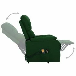 VidaXL Fauteuil de massage inclinable Vert foncé Tissu -Fauteuils électriques Soldes image 5 329755