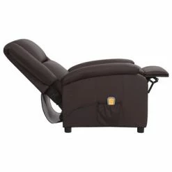 VidaXL Fauteuil de massage inclinable Marron Cuir véritable -Fauteuils électriques Soldes image 5 337052