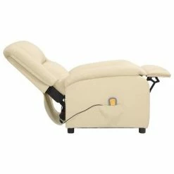 VidaXL Fauteuil de massage inclinable Crème Cuir véritable -Fauteuils électriques Soldes image 5 337053