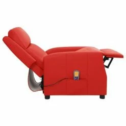 VidaXL Fauteuil de massage inclinable Rouge Similicuir -Fauteuils électriques Soldes image 5 338848