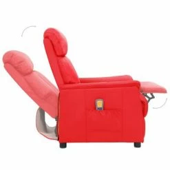 VidaXL Fauteuil de massage inclinable Rouge Similicuir 10 VidaXL Fauteuil de massage inclinable Rouge Similicuir -Fauteuils électriques Soldes image 5 338862