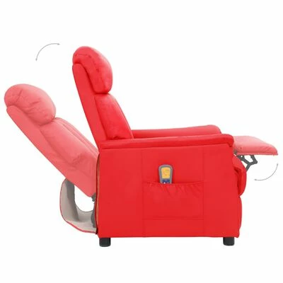 VidaXL Fauteuil de massage inclinable Rouge Similicuir 5 VidaXL Fauteuil de massage inclinable Rouge Similicuir – Image 5