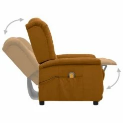 VidaXL Fauteuil inclinable de massage Marron Tissu microfibre -Fauteuils électriques Soldes image 5 338890
