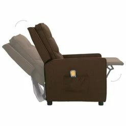 VidaXL Fauteuil de massage inclinable Marron foncé Tissu -Fauteuils électriques Soldes image 5 338971