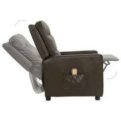 VidaXL Fauteuil de massage inclinable Marron Similicuir brillant -Fauteuils électriques Soldes image 5 338979
