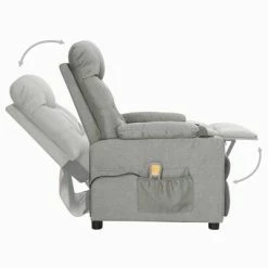 VidaXL Fauteuil de massage inclinable Gris clair Tissu 10 VidaXL Fauteuil de massage inclinable Gris clair Tissu -Fauteuils électriques Soldes image 5 339092