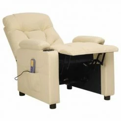 VidaXL Fauteuil de massage inclinable Crème Tissu -Fauteuils électriques Soldes image 5 339101