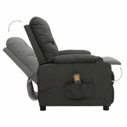 VidaXL Fauteuil de massage inclinable Gris foncé Tissu 10 VidaXL Fauteuil de massage inclinable Gris foncé Tissu -Fauteuils électriques Soldes image 5 339113