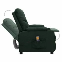 VidaXL Fauteuil de massage inclinable Vert foncé Tissu -Fauteuils électriques Soldes image 5 339118
