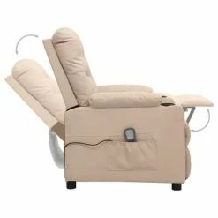 VidaXL Fauteuil de massage inclinable Crème Tissu -Fauteuils électriques Soldes image 5 339121