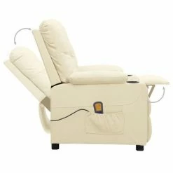 VidaXL Fauteuil de massage inclinable Crème Similicuir -Fauteuils électriques Soldes image 5 339132