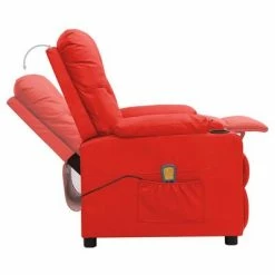 VidaXL Fauteuil de massage inclinable Rouge Similicuir -Fauteuils électriques Soldes image 5 339134