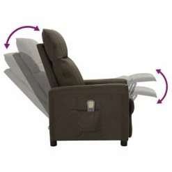 VidaXL Fauteuil de massage inclinable Marron foncé Tissu -Fauteuils électriques Soldes image 5 342270
