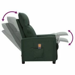 VidaXL Fauteuil de massage inclinable Vert foncé Tissu 10 VidaXL Fauteuil de massage inclinable Vert foncé Tissu -Fauteuils électriques Soldes image 5 342271