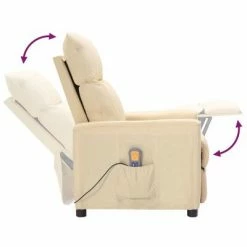 VidaXL Fauteuil de massage inclinable Crème Tissu -Fauteuils électriques Soldes image 5 342274