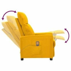 VidaXL Fauteuil de massage inclinable Jaune Tissu -Fauteuils électriques Soldes image 5 342276