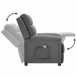 VidaXL Fauteuil de massage inclinable Gris clair Tissu -Fauteuils électriques Soldes image 5 342351