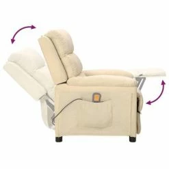 VidaXL Fauteuil de massage inclinable Crème Tissu -Fauteuils électriques Soldes image 5 342360