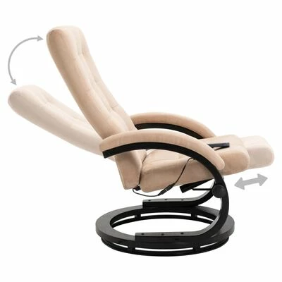 VidaXL Fauteuil de massage avec repose-pieds Crème Tissu en daim 6 VidaXL Fauteuil de massage avec repose-pieds Crème Tissu en daim – Image 6