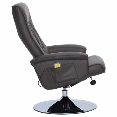VidaXL Fauteuil de massage avec repose-pied Gris Similicuir 6 VidaXL Fauteuil de massage avec repose-pied Gris Similicuir – Image 6