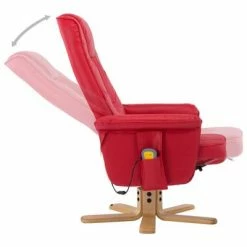 VidaXL Fauteuil de massage avec repose-pieds Rouge Similicuir -Fauteuils électriques Soldes image 6 248630