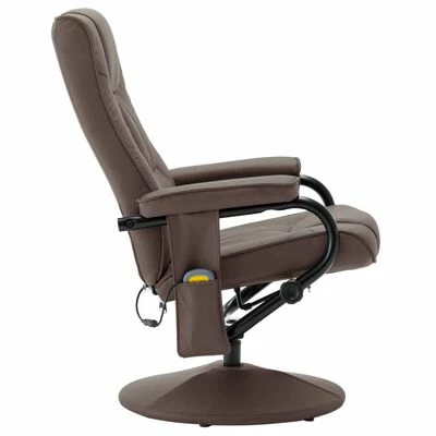 VidaXL Fauteuil de massage avec repose-pied Marron Similicuir 6 VidaXL Fauteuil de massage avec repose-pied Marron Similicuir – Image 6