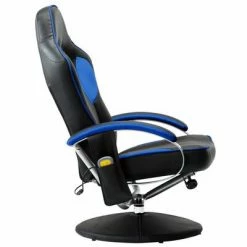 VidaXL Fauteuil de massage avec repose-pied Bleu Similicuir -Fauteuils électriques Soldes image 6 249329