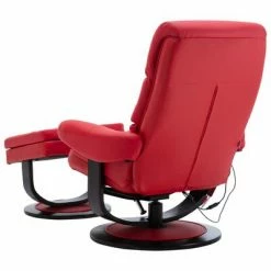 VidaXL Fauteuil de massage inclinable Rouge Similicuir et bois courbé -Fauteuils électriques Soldes image 6 289898