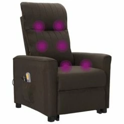 VidaXL Fauteuil inclinable de massage Marron foncé Tissu -Fauteuils électriques Soldes image 6 3098188