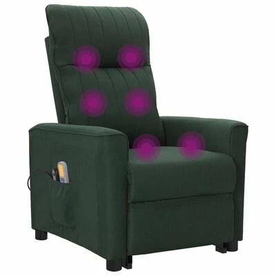 VidaXL Fauteuil inclinable de massage Vert foncé Tissu 6 VidaXL Fauteuil inclinable de massage Vert foncé Tissu – Image 6