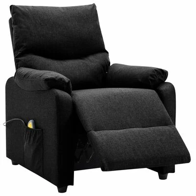 VidaXL Fauteuil de massage inclinable électrique Noir Tissu 6 VidaXL Fauteuil de massage inclinable électrique Noir Tissu – Image 6