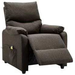 VidaXL Fauteuil de massage inclinable électrique Marron foncé Tissu -Fauteuils électriques Soldes image 6 3098435