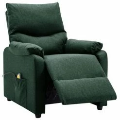 VidaXL Fauteuil de massage inclinable électrique Vert foncé Tissu -Fauteuils électriques Soldes image 6 3098436
