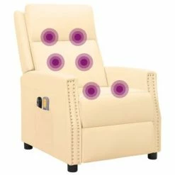 VidaXL Fauteuil inclinable électrique de massage Crème Similicuir -Fauteuils électriques Soldes image 6 3098488