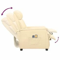 VidaXL Fauteuil de massage inclinable électrique Crème Similicuir -Fauteuils électriques Soldes image 6 3098502
