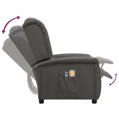 VidaXL Fauteuil de massage inclinable électrique Gris foncé Tissu 6 VidaXL Fauteuil de massage inclinable électrique Gris foncé Tissu – Image 6