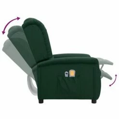 VidaXL Fauteuil de massage inclinable électrique Vert foncé Tissu -Fauteuils électriques Soldes image 6 3098524