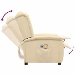 VidaXL Fauteuil de massage inclinable électrique Crème Tissu -Fauteuils électriques Soldes image 6 3098527
