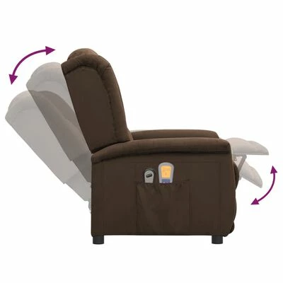 VidaXL Fauteuil inclinable de massage Marron Tissu microfibre 6 VidaXL Fauteuil inclinable de massage Marron Tissu microfibre – Image 6