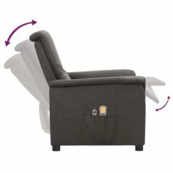 VidaXL Fauteuil de massage inclinable électrique Gris foncé Tissu -Fauteuils électriques Soldes image 6 3098557