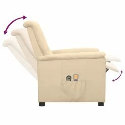 VidaXL Fauteuil de massage inclinable électrique Crème Tissu -Fauteuils électriques Soldes image 6 3098565