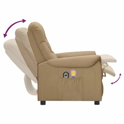 VidaXL Fauteuil inclinable électrique de massage Cappuccino Similicuir 6 VidaXL Fauteuil inclinable électrique de massage Cappuccino Similicuir – Image 6