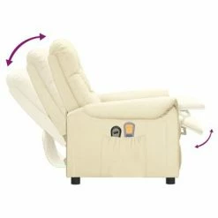 VidaXL Fauteuil inclinable électrique de massage Crème Similicuir -Fauteuils électriques Soldes image 6 3098578