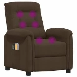 VidaXL Fauteuil inclinable de massage Marron Tissu microfibre -Fauteuils électriques Soldes image 6 3098589
