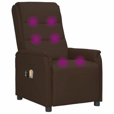 VidaXL Fauteuil inclinable électrique de massage Marron Similicuir 6 VidaXL Fauteuil inclinable électrique de massage Marron Similicuir – Image 6