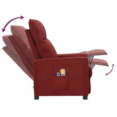 VidaXL Fauteuil électrique de massage Rouge bordeaux Tissu 6 VidaXL Fauteuil électrique de massage Rouge bordeaux Tissu – Image 6