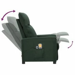 VidaXL Fauteuil électrique de massage Vert foncé Tissu 11 VidaXL Fauteuil électrique de massage Vert foncé Tissu -Fauteuils électriques Soldes image 6 3098895