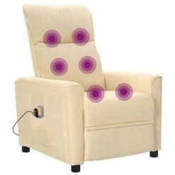 VidaXL Fauteuil électrique de massage Crème Tissu -Fauteuils électriques Soldes image 6 3098898