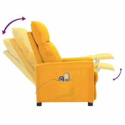 VidaXL Fauteuil électrique de massage Jaune Tissu 6 VidaXL Fauteuil électrique de massage Jaune Tissu – Image 6